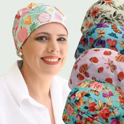 Touca Feminina Cirúrgica Com Elástico Enfermagem Gorro Veterinária Cozinha Boleira Odonto