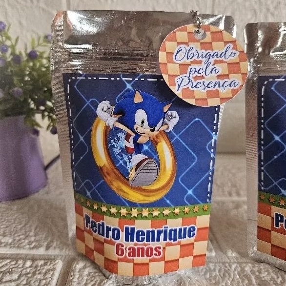 saquinho metalizado ziplock Sonic /lembrancinha Personalizada Sonic/personalizados Sonic/lembrancinha de festa/Sonic