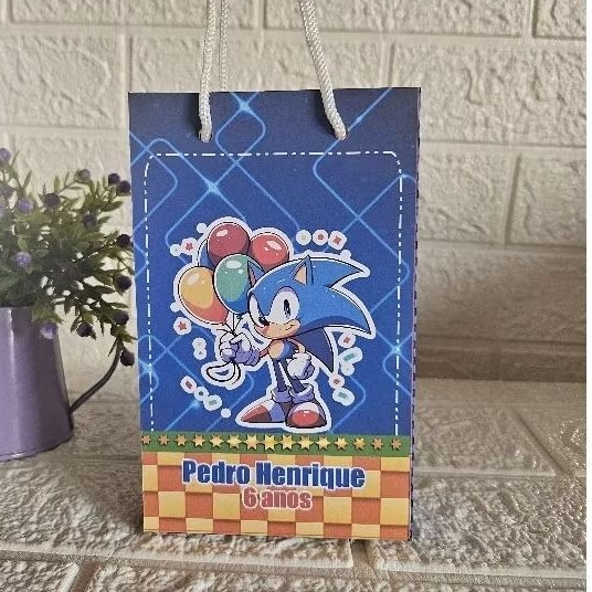 Sacolinha PEGUE E  MONTE Sonic personalizada/lembrancinha de aniversario Sonic//lembrancinha de festa Sonic