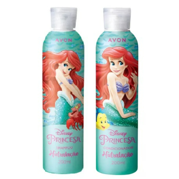 Kit Shampoo 200ml e Condicionador 200ml Hidratação Princesa Ariel Pequena Sereia 200ml Avon
