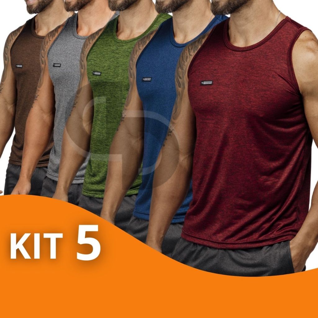 Kit 5 Camisetas Regata Masculina Academia Adulto Camisa Esportiva sem manga Treino em Oferta na Shopee