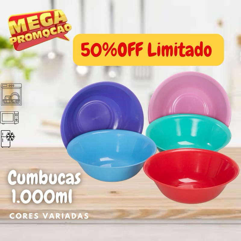 Kit 20 cumbucas 1000ml saladeira tigelas grande prato refeições sopas caldos sobremesas recipiente de alimentos em Oferta na Shopee