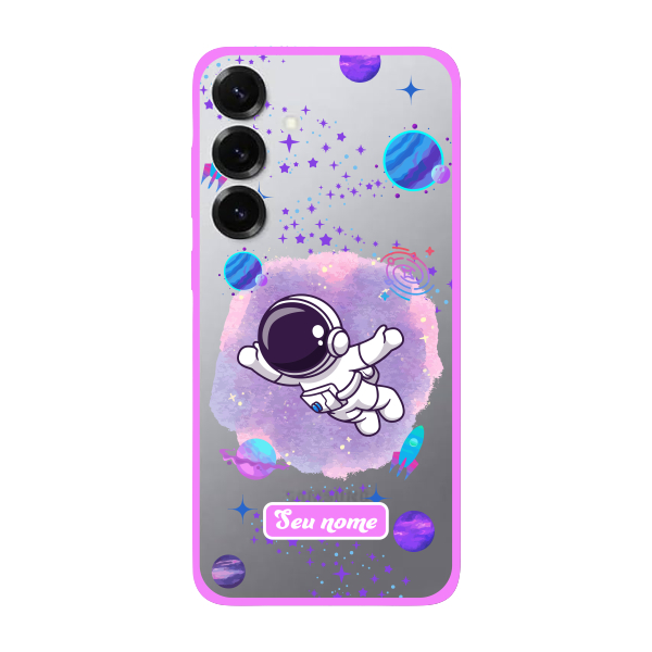Capinha para Samsung S25 Plus Anti Impacto Personalizada - Astronauta Transparente com nome