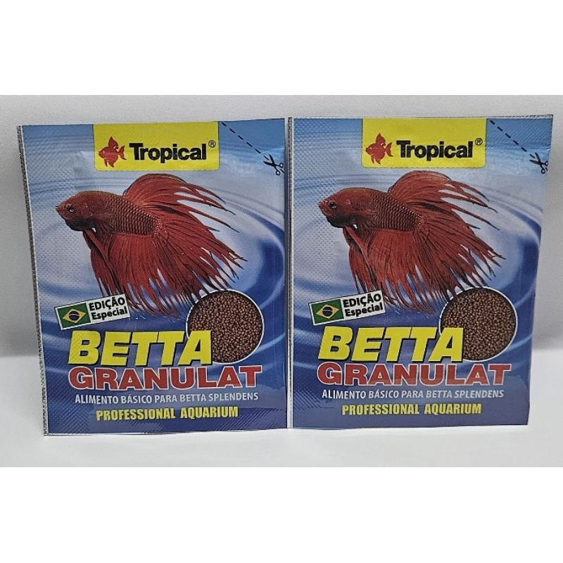 Ração Para Peixe Betta Tropical Betta Granulat 5gr Kit 2 Unidades Total 10gr Importada