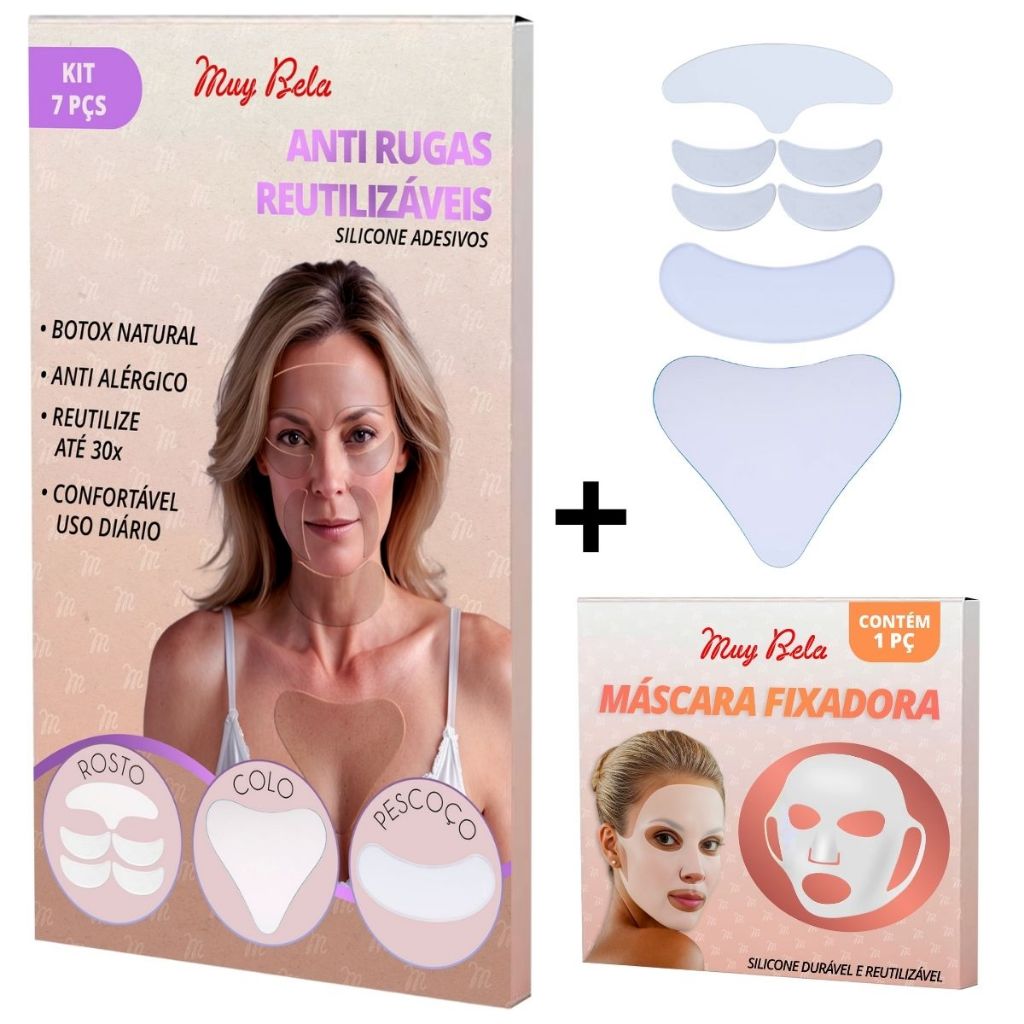 Kit Adesivo Anti Rugas Adesivo de Rosto – Rosto 5 + Pescoço + Colo + Máscara Facial Skin Care Colágeno Rejuvenescedor