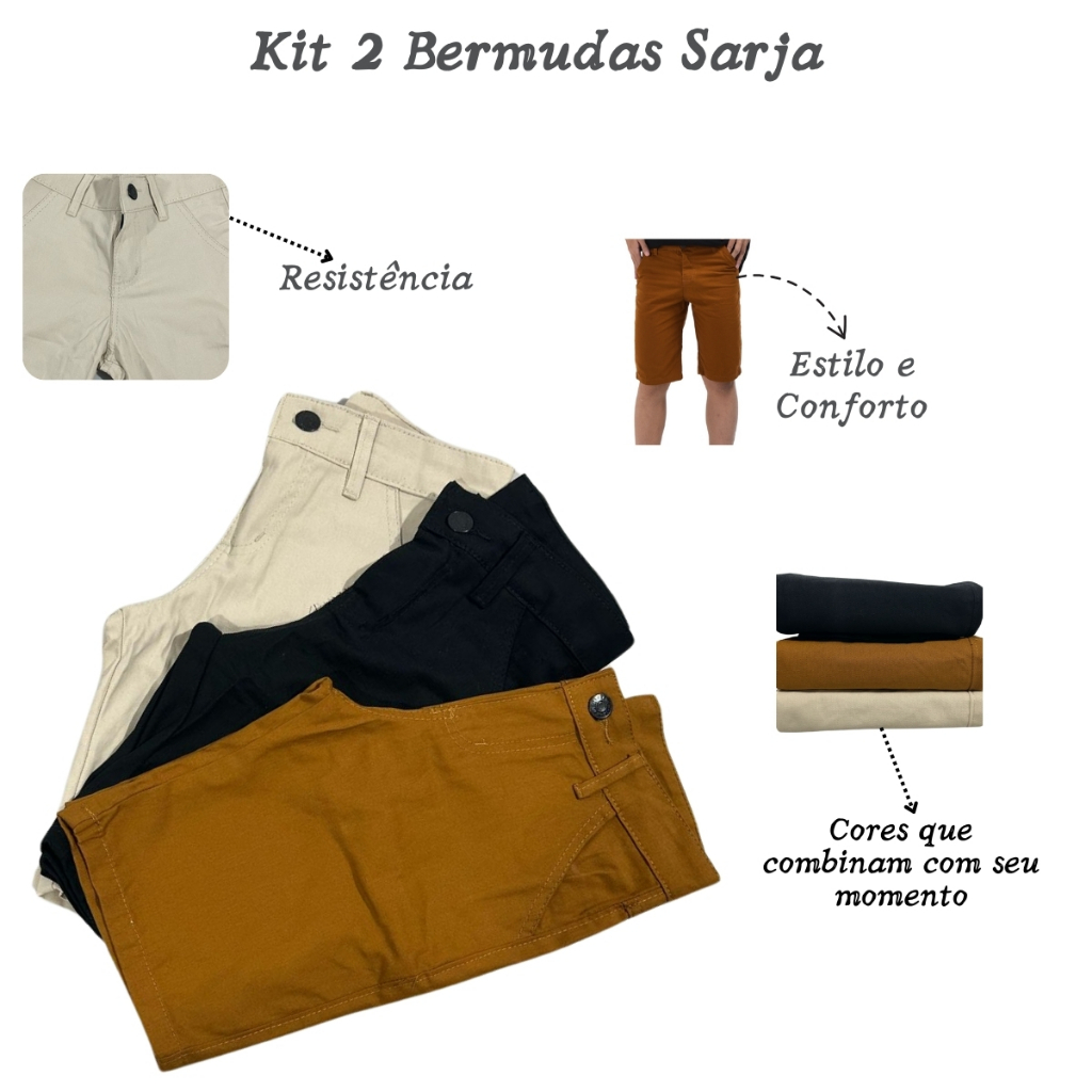 Kit 2 Bermudas Short Sarja Meninos