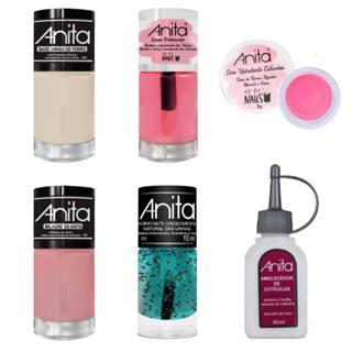 Kit 6 Produtos De Tratamento Para Unhas Anita. (Cera + Amolecedor de Cutículas 40 ml + 4 Esmaltes) em Oferta na Shopee