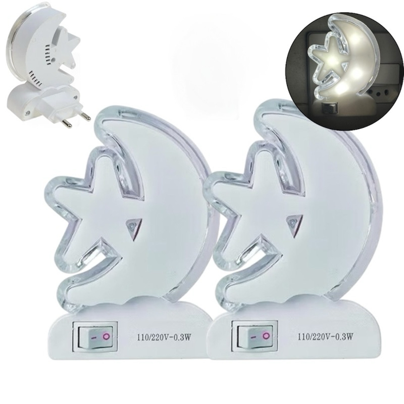 Luminária Led 1 Ou 2 Unidades De Tomada Luz Noturna Lua Quarto Sala Criança Bebê Mini Abajur Bivolt