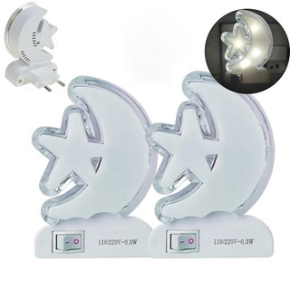 Luminária Led 1 Ou 2 Unidades De Tomada Luz Noturna Lua Quarto Sala Criança Bebê Mini Abajur Bivolt