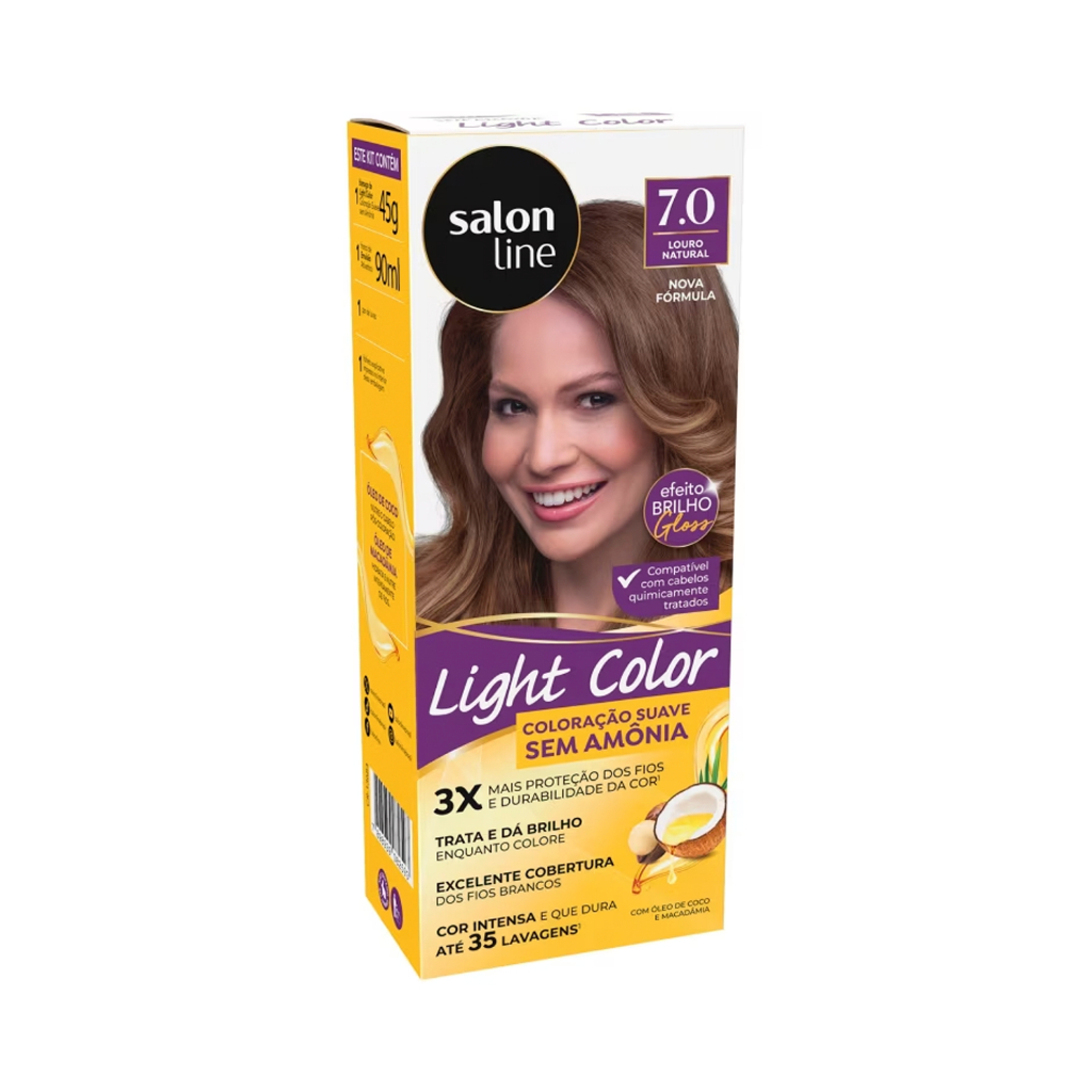 Coloração suave Light Color 7.0 Louro Natural Salon Line em Oferta na Shopee