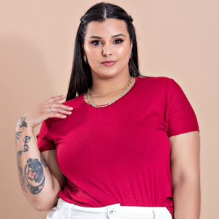T-shirt Feminina Plus Size G5 ao G8 Viscose Gola Redonda Camiseta Casual Macia Modelagem Soltinha em Oferta na Shopee
