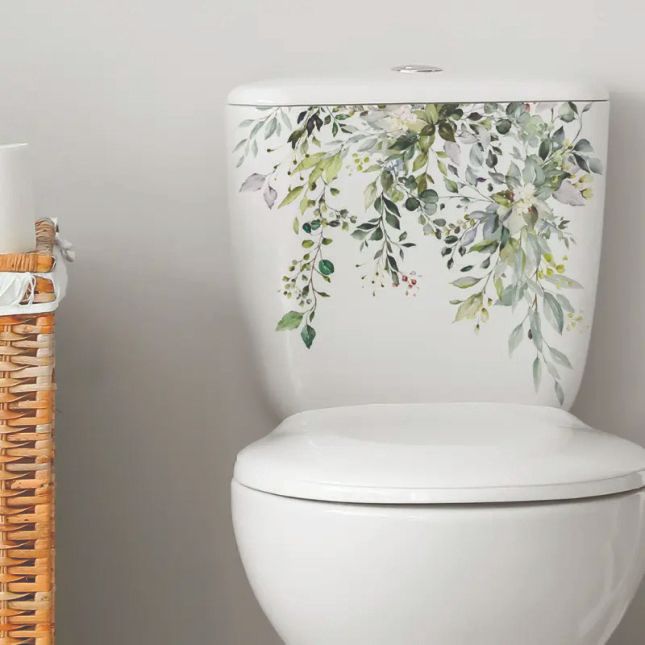Adesivo de Folhas de Vegetação da Floresta Tropical para Tampa de Vaso Sanitário - Adesivos Decorativos lavabo