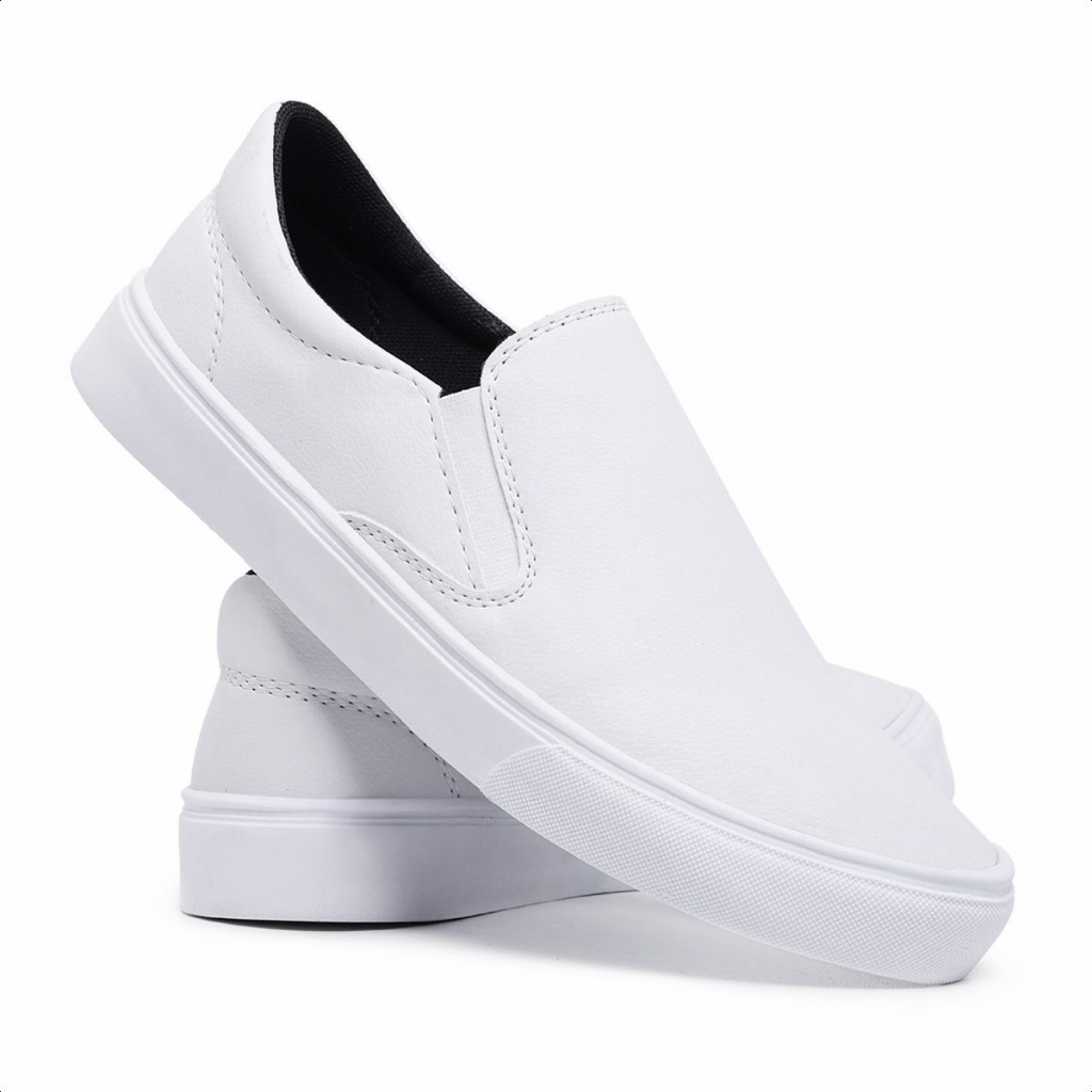 Sapatênis Branco Slip On Tênis Iate Masculino Feminino Enfermagem Hospital Moda Casual Conforto