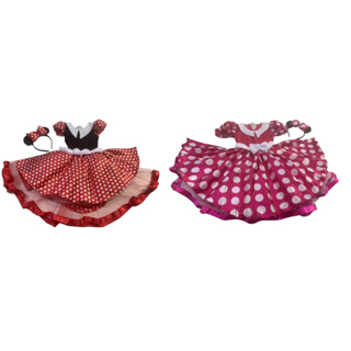 Fantasia Infantil Minnie Vermelha e Rosa Luxo em Oferta na Shopee