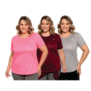KIT 3 CAMISETAS DRY FIT FEMININAS PLUS SIZE FITNESS ACADEMIA em Oferta na Shopee