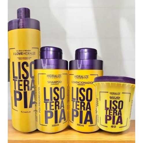 Kit Lisoterapia Progressiva Shampoo Condicionador Máscara Hidratação Reconstrução Super Tratamento