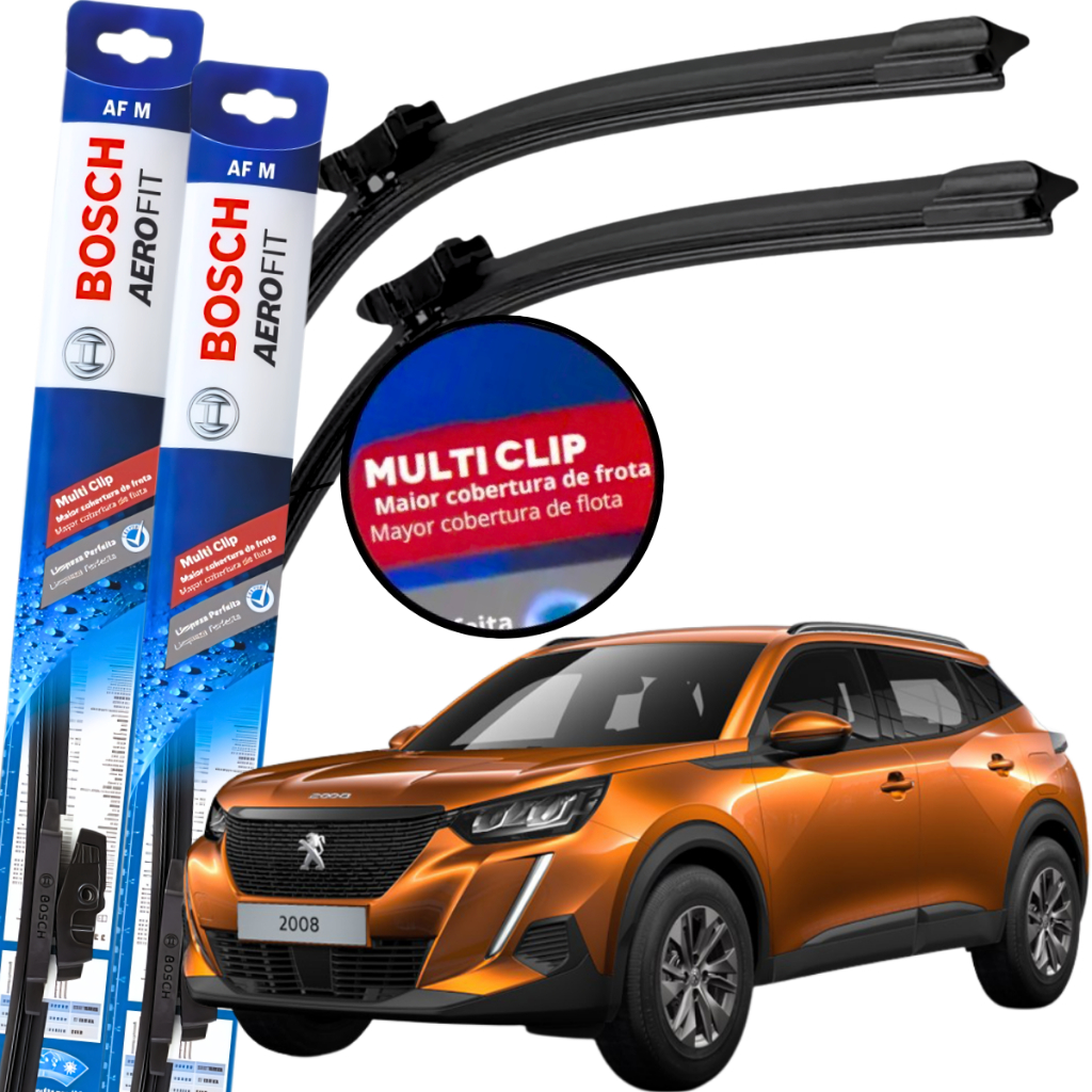 Par Palheta Limpador Parabrisa Original Bosch Multiclip Peugeot 2008 2015 à 2022 em Oferta na Shopee