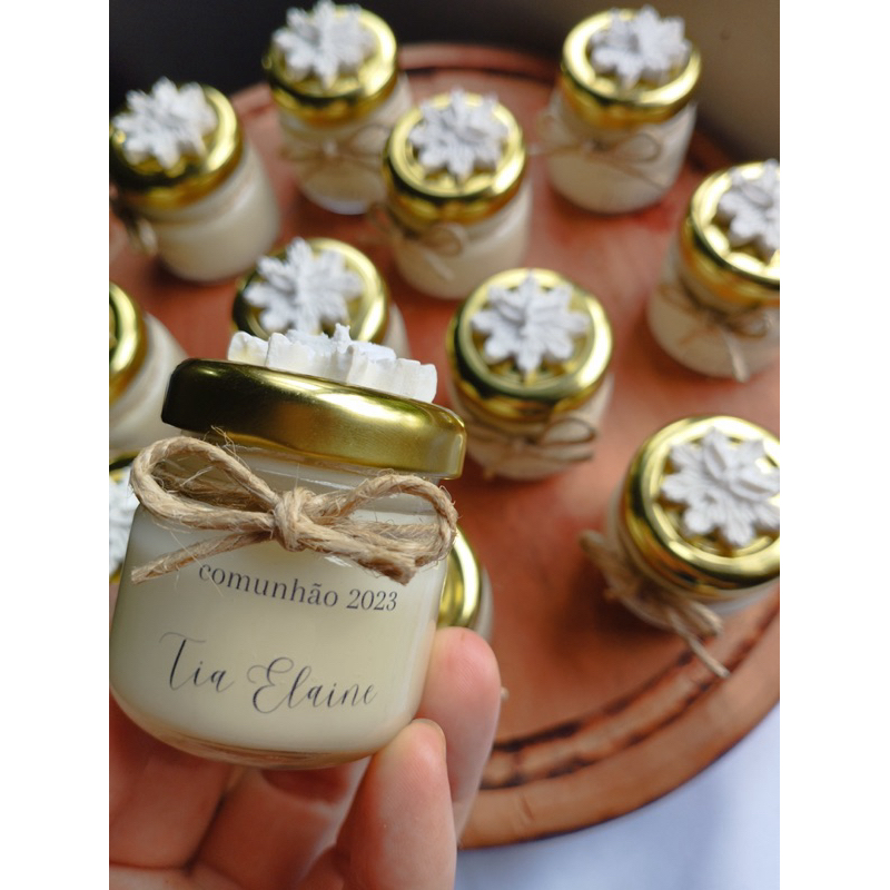 Kit 10 Mini Vela Aromática Lembrancinha Personalizada Primeira Comunhão Eucaristia