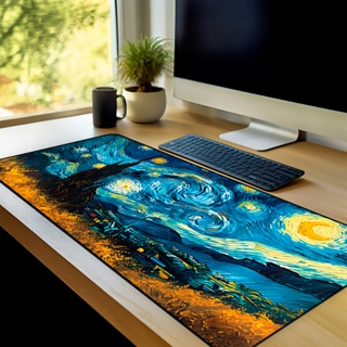 Mouse Pad Gamer Pintura Antiderrapante Grande 70x35 80x35 90x40 90x50 cm borda costurada em Oferta na Shopee