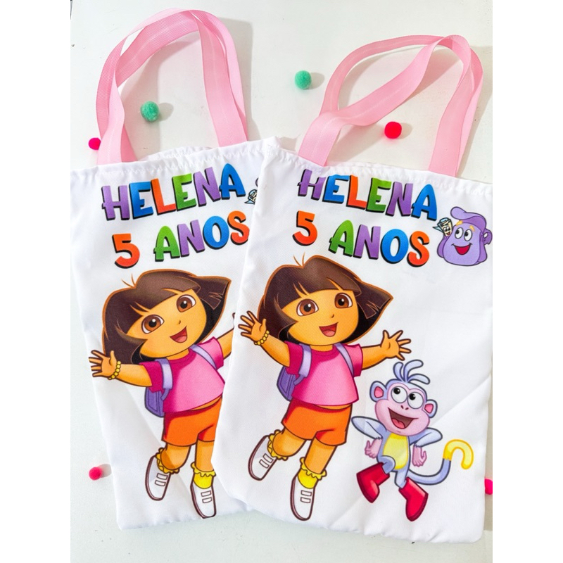 Bolsa Dora Aventureira|sacola em Tecido | Lembrancinha Festa Infantil | Fazemos Todos Os Temas