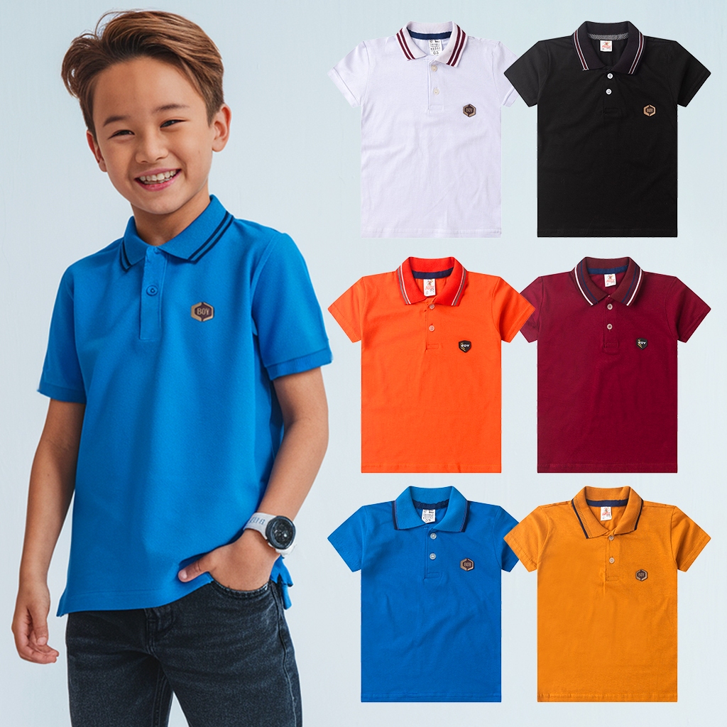 Kit Sortido 3 Peças Camisa Polo Menino Infantil Manga Curta Verão