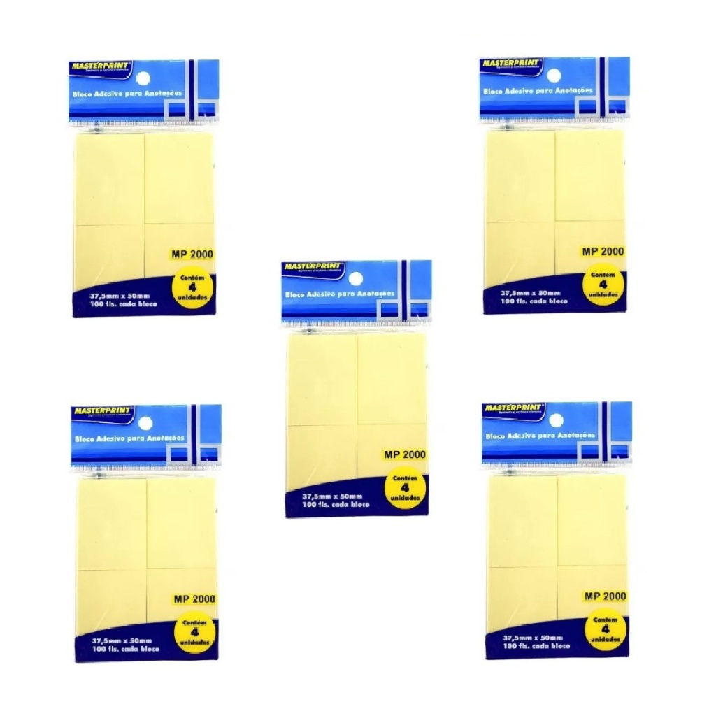 Bloco Adesivo Para Anotações 37.5x50mm Amarelo - C/2000fls