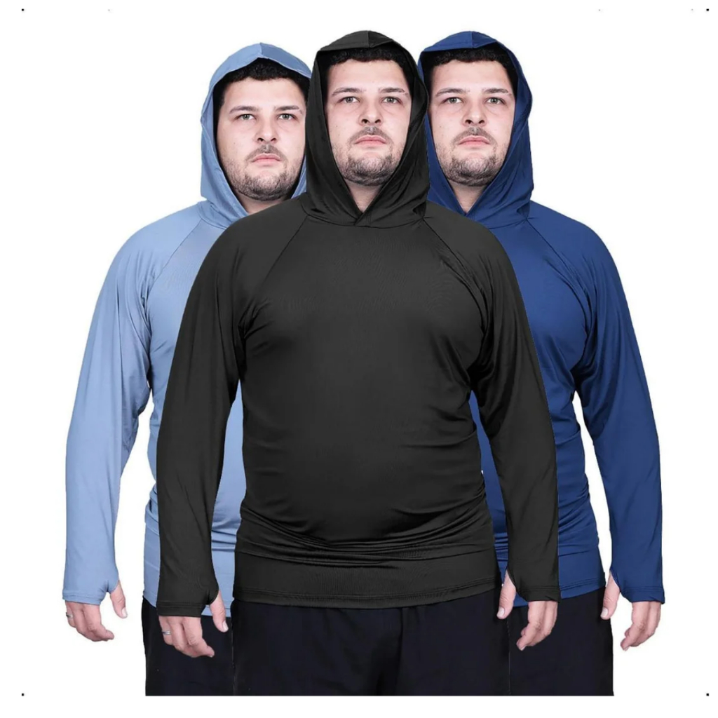 KIT 2 CAMISA TÉRMICA DE CAPUZ  PLUZ SIZE GG - G1 - G2 - G3 em Oferta na Shopee
