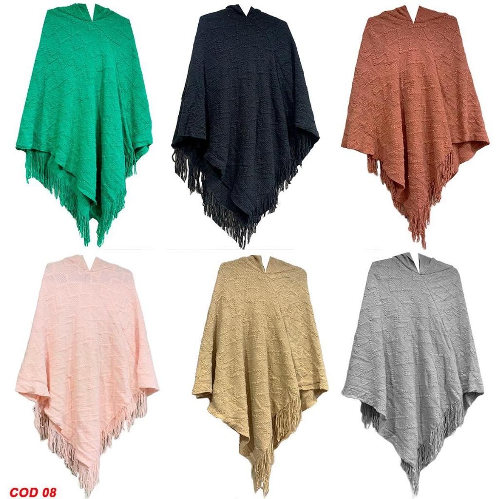 Xale Poncho Feminino com Touca Inverno Macio Tricot Tamanho Único 38 ao 52 Várias Cores — imagem 2 de 2