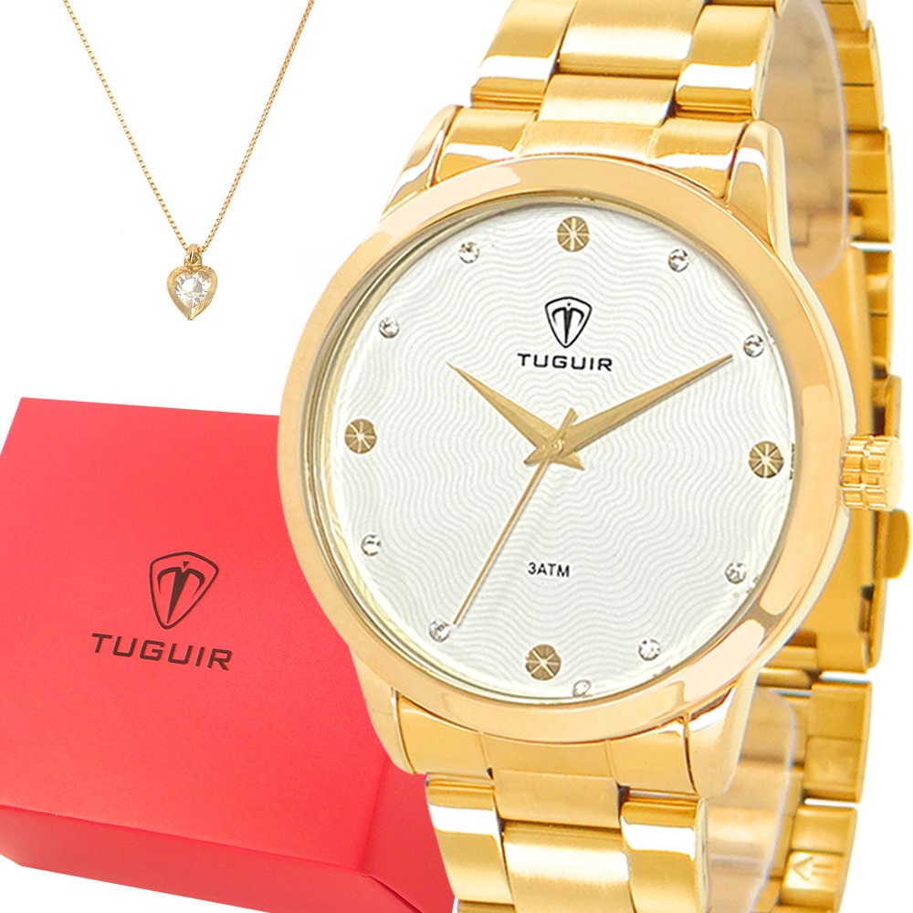 Relógio Tuguir Feminino Dourado Original 1 Ano de Garantia em Oferta na Shopee