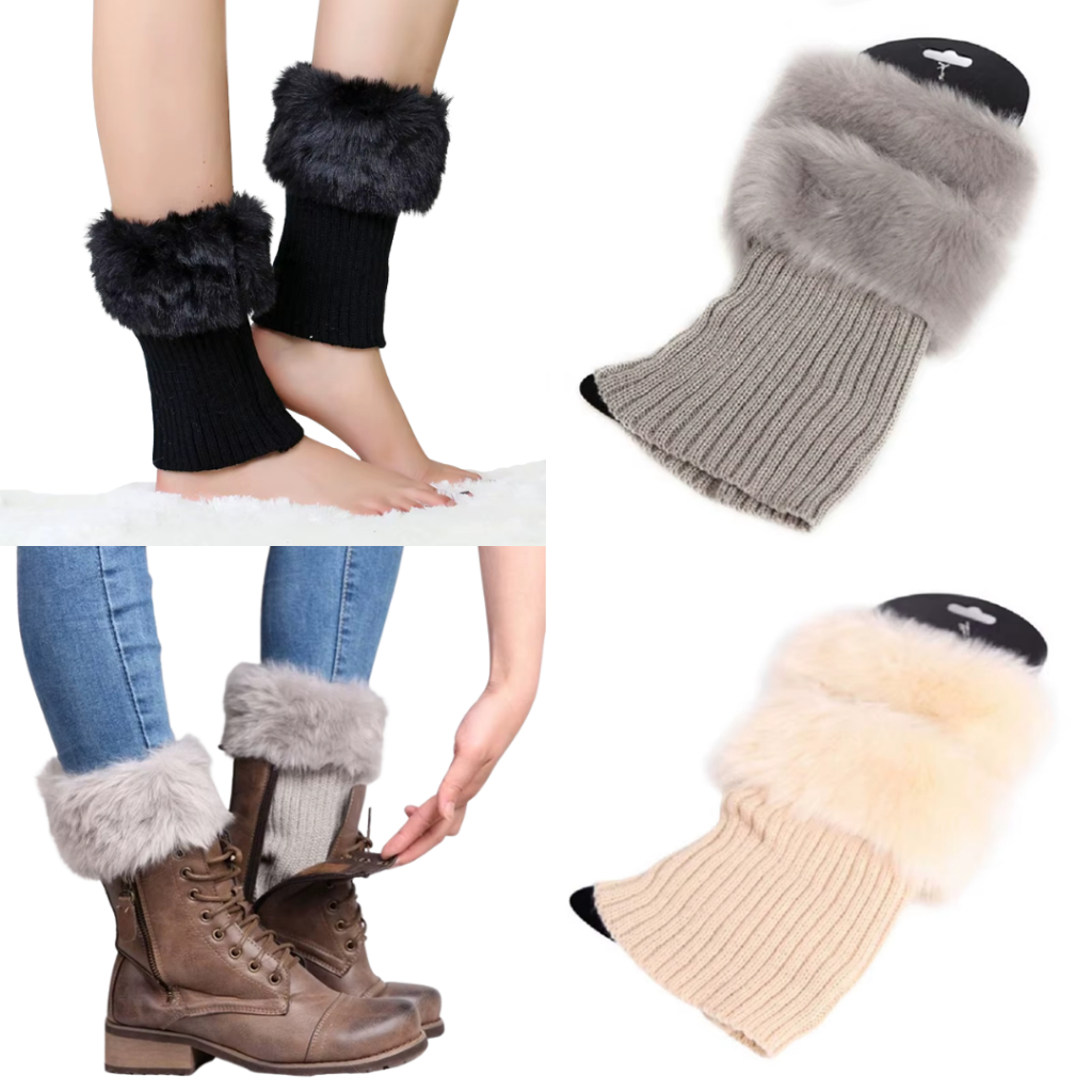 Meia Polaina Feminina Com Pelinhos Para Usar Com Botas em Oferta na Shopee