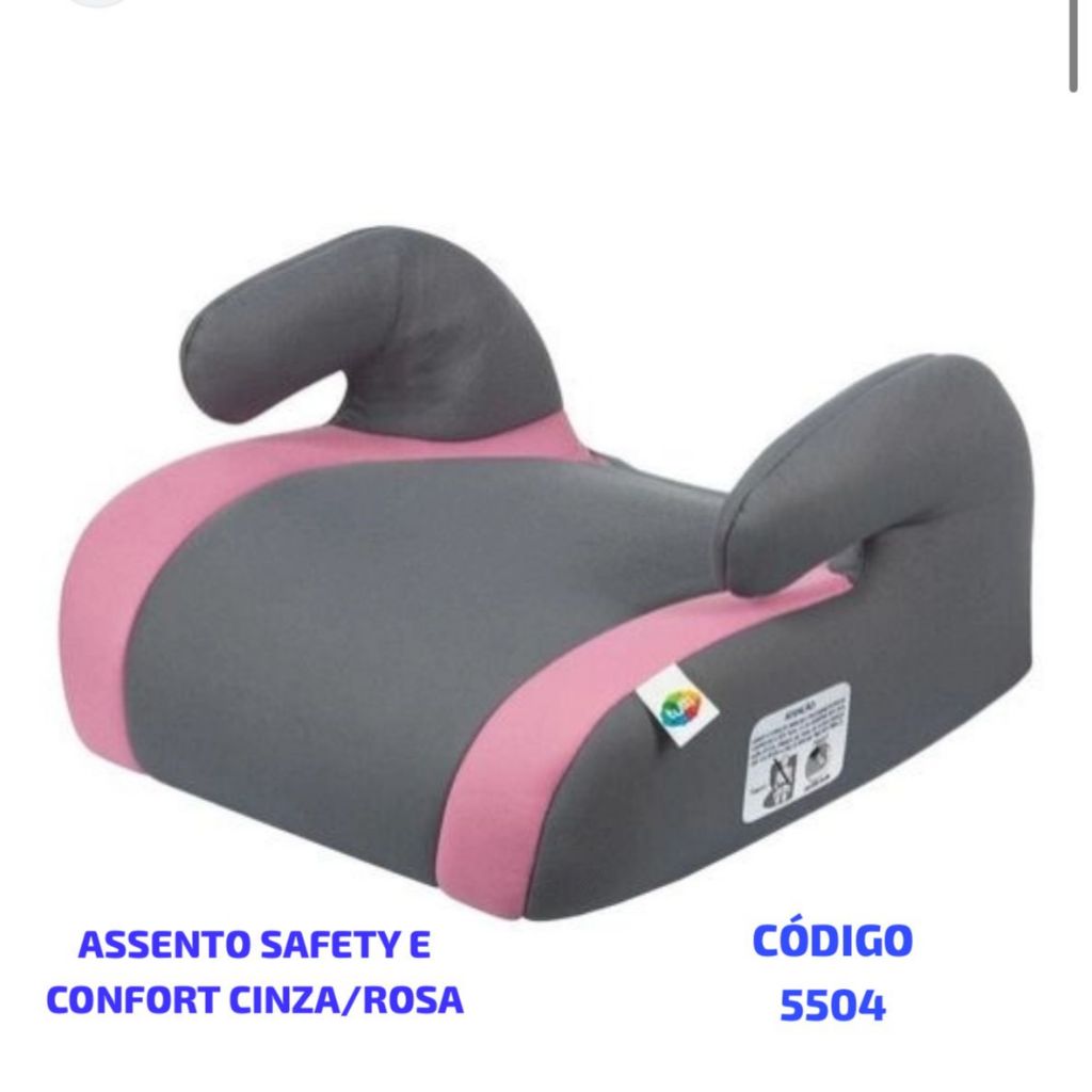 Assento De Elevação Infantil P/ Carro Cinza E Rosa/ Cinza e Preto