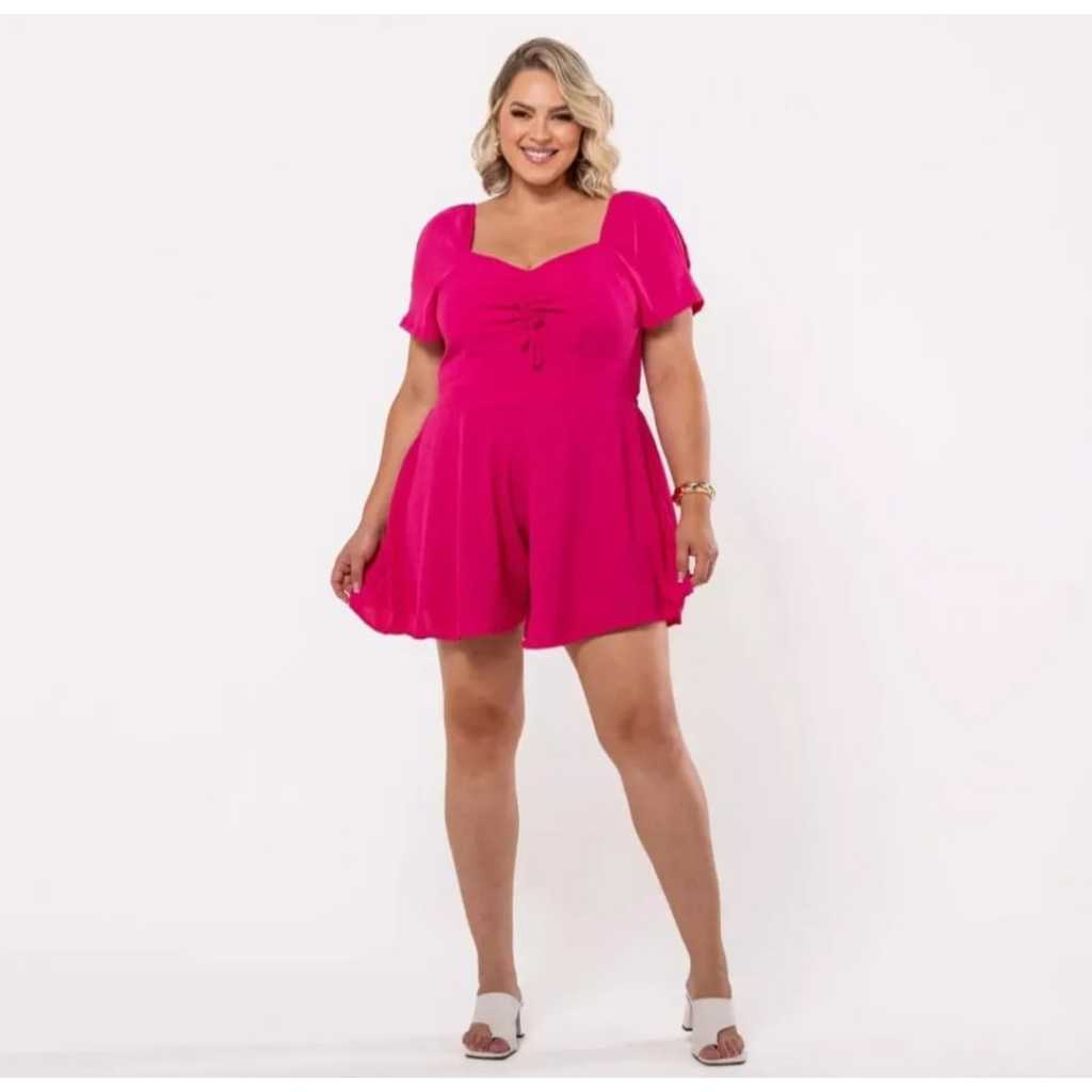 Macaquinho Feminino Plus Size Curto Duna Casual Tamanho Extra Especial Grande Social Confortável Soltinho Modinha Barato