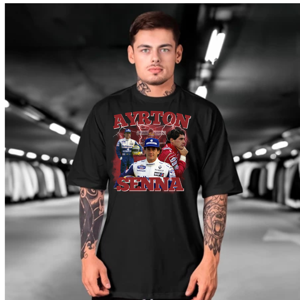 Camisa Camiseta Oversized Premium Lançamento Confortável Ayrton Senna Ídolo Lenda F1