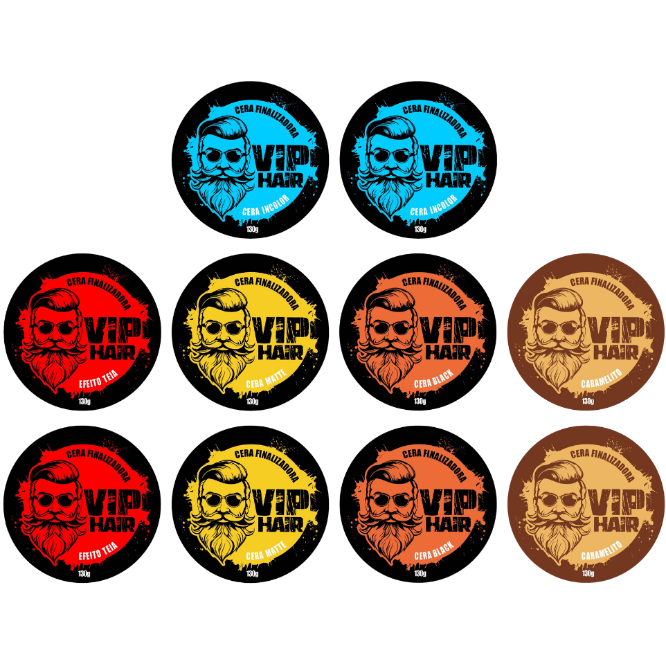 Kit 10 Cera Modeladora Finalizadora Vip Hair 130g Barba Cabelo Bigode