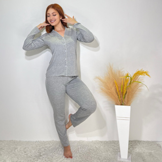 Pijama Feminino Americano Gestante Botões Inverno conjunto Adulto de frio em Oferta na Shopee