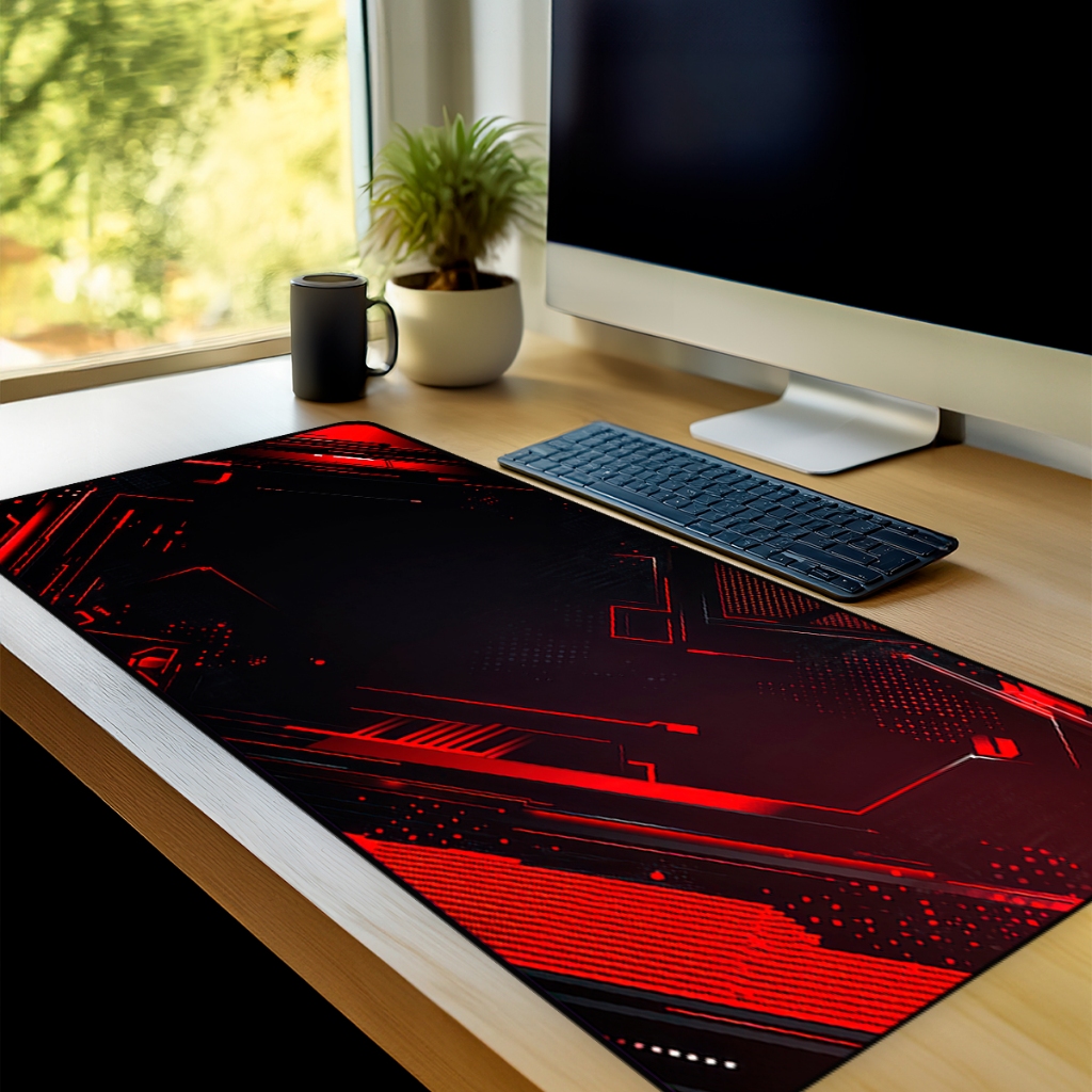 Mouse Pad Gamer Red  Antiderrapante Grande 70x35 80x35 90x40 90x50 em Oferta na Shopee