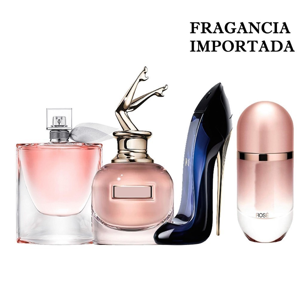 KIT 4 PERFUMES IMPORTADO FEMININO DE QUALIDADE GRIFE ALTA FIXAÇÃO REFIL SPRAY