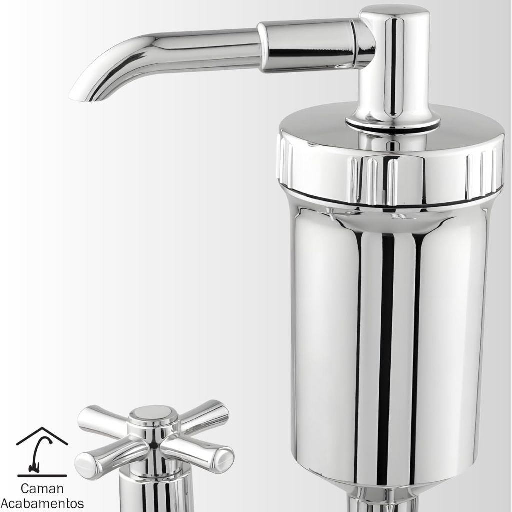Detalhes do Torneira Para Cozinha Com Filtro De Parede Fixa De ABS 1160 Com 1/4 De Volta Cromado