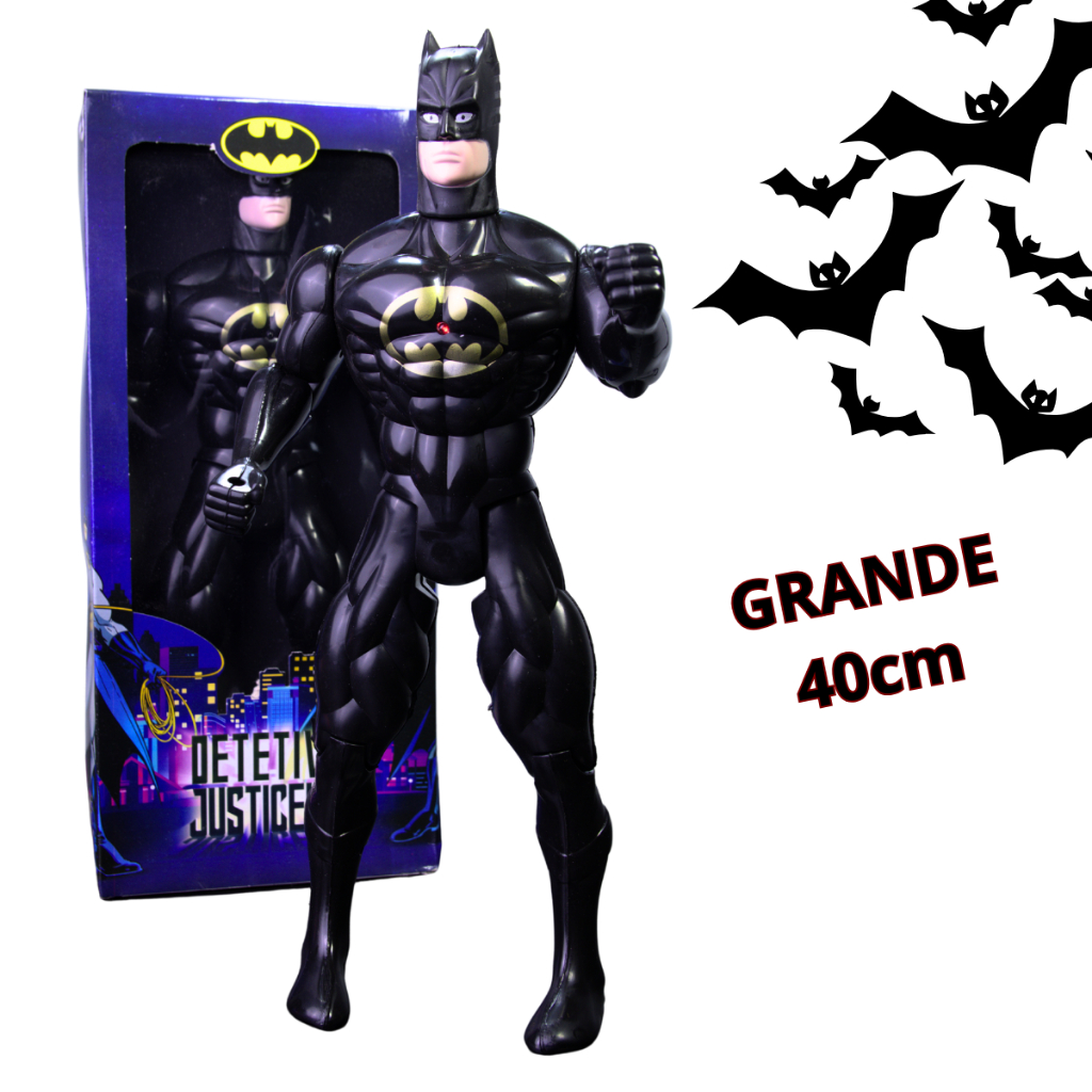 Boneco Personagem Super Herói Brinquedo Articulável Menino 40cm Caixa Dia Das Crianças Brincar Presente Aniversário