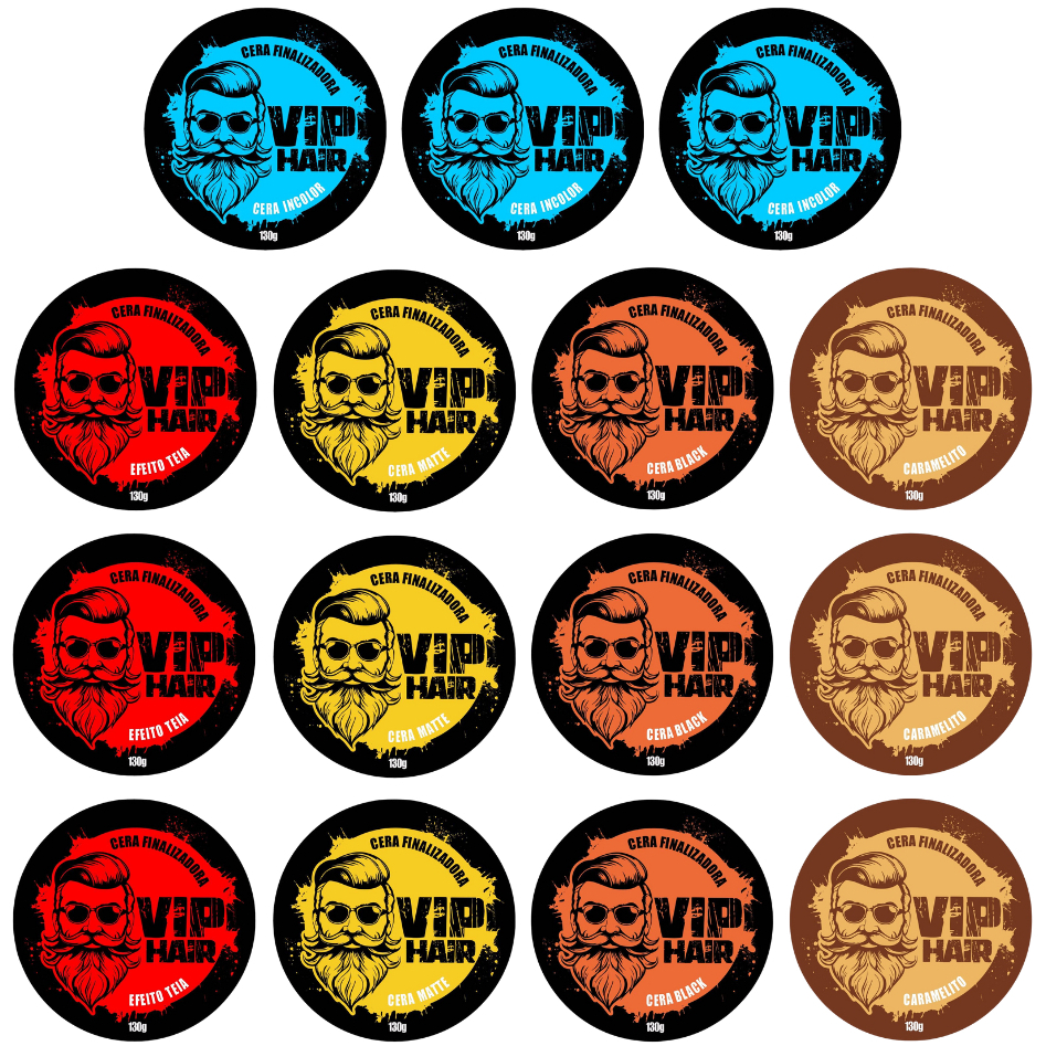 Kit 15 Cera Modeladora Finalizadora  Vip Hair 130g Barba Cabelo Bigode