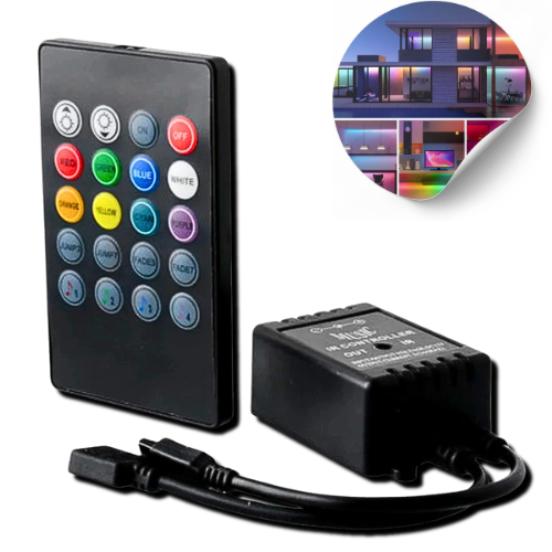 Controladora Musical Fita LED RGB 5050 com Sensor de Som e Efeitos + Fonte para Casa, Quarto, DJ
