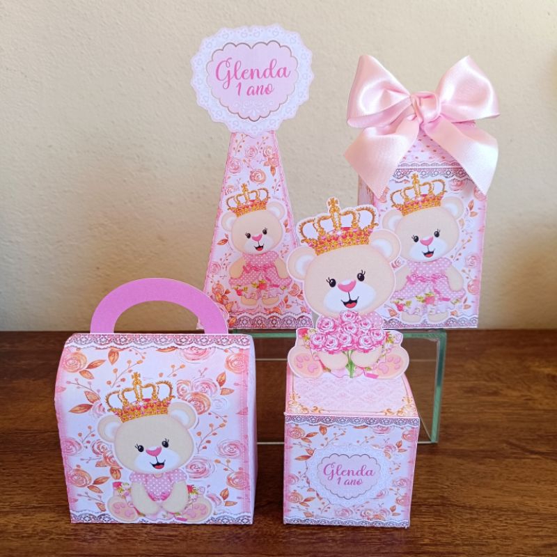 Kit Personalizados Ursinha Princesa DESMONTADO kit festa personalizados lembrancinhas caixinhas ursinha.