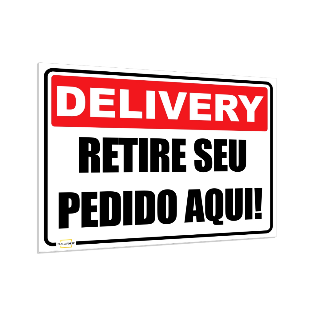 Placa Sinalização Delivery Retire Seu Pedido Aqui Restaurante Lanchonete Ifood 25x18cm em Oferta na Shopee