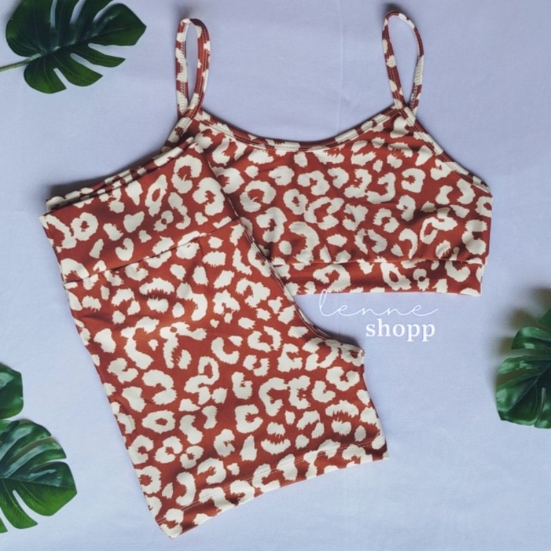 CONJUNTO ACADEMIA FITNESS TOP E SHORT CINTURA ALTA ESTAMPAS em Oferta na Shopee