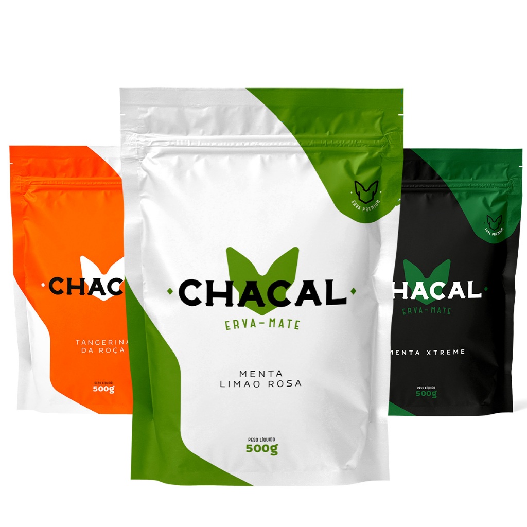 Kit com 3 Ervas Mate CHACAL PREMIUM 500ML - ESCOLHA SABORES