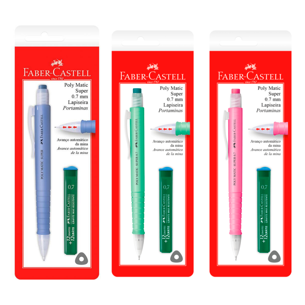 Lapiseira Poly Matic Super 0.5mm / 0.7mm + Grafite - Faber Castell em Oferta na Shopee