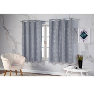 Cortina Blackout Blecaute PVC com Tecido voil Xadrez 2,00 X 1,40 ILHOS CROMADO