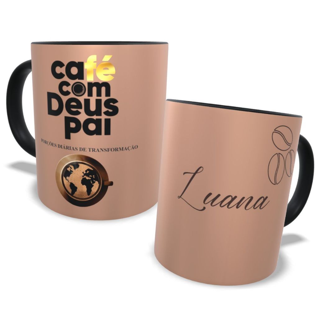 Caneca Devocional Café com Deus Pai Personalizada Cerâmica Presente Promoção Lembrança Seu nome