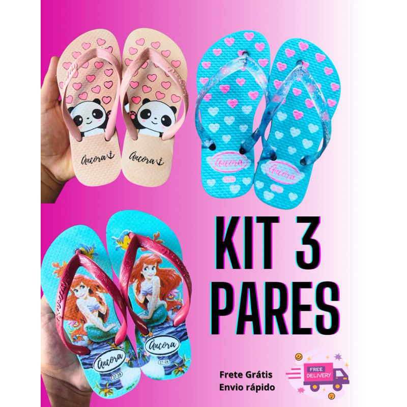 Kit Pares Chinelo Infantil Menina Menino Personagens Chinelinho Menina Chinela Infantil em Oferta na Shopee