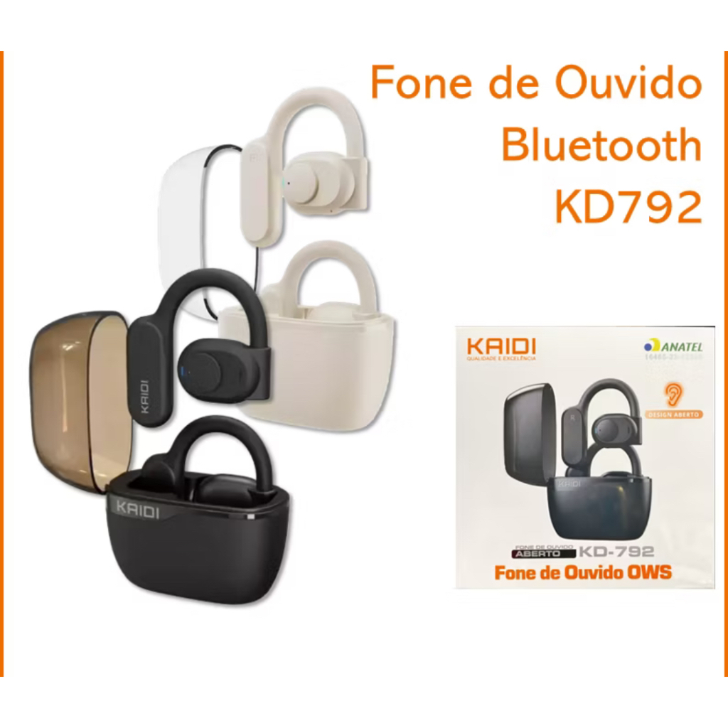 Fone de Ouvido Sem fio Bluetooth TWS Bateria de Longa Duração Kaidi KD-792 Academia Correr Treinar em Oferta na Shopee